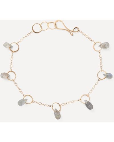 Melissa Joy Manning 14ct Gold Labradorite Gemstone Drop Bracelet One Size - Natural