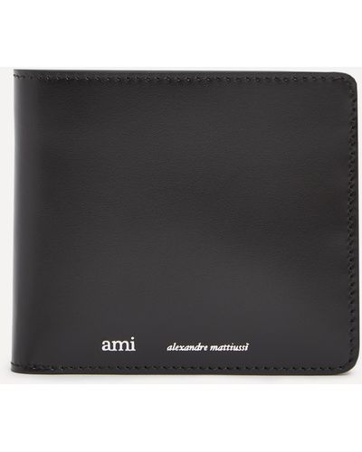 Ami Paris Mens Folded Leather Wallet One Size - Black