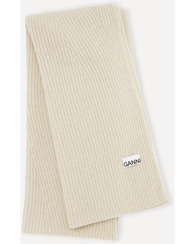 Ganni Recycled Wool-blend Scarf One - White