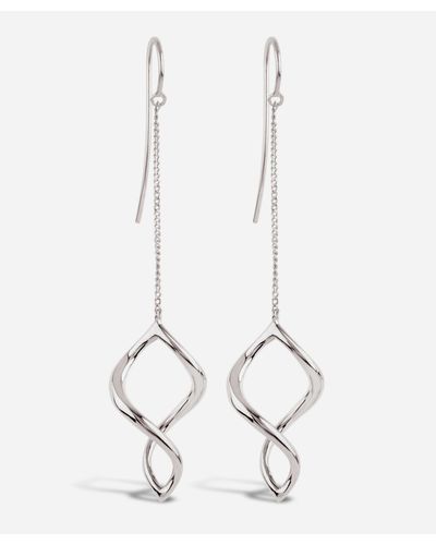 Dinny Hall Silver Twist Small Chain Drop Earrings - White