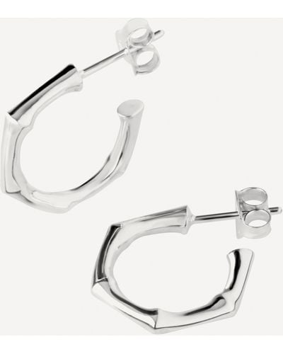 Dinny Hall Silver Small Bamboo Hoop Earrings One Size - Metallic