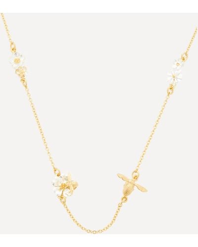 Alex Monroe 22ct Gold-plated Teeny Tiny Bee Floral Chain Necklace - Metallic