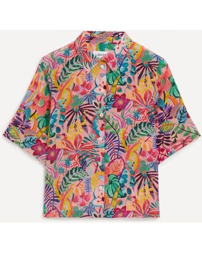 Liberty Women's Jungle Trip Short-sleeve Silk Crepe De Chine Shirt Xxl - Multicolour