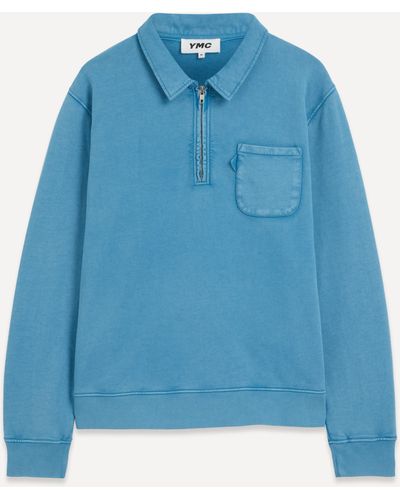 YMC Mens Sugden Loopback Cotton Sweatshirt - Blue