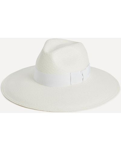 Christys' Women's Panama Wide Fedora Ribbon Hat - White