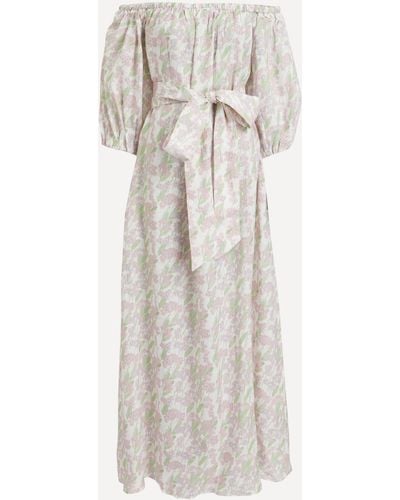 BERNADETTE Women's Zaza Forget-me-not Linen Dress 6 - White