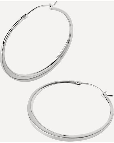 Dinny Hall Silver Signature Medium Hoop Earrings - White