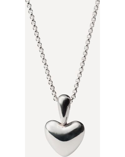 Annika Inez Silver Voluptuous Heart Pendant Necklace - White