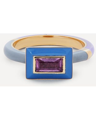 Alice Cicolini 14ct Gold Candy Lacquer Baguette Pink Sapphire Ring - Blue