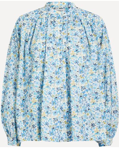 Liberty Women's Dreams Of Summer Tana Lawn Cotton Boho Shirt - Blue