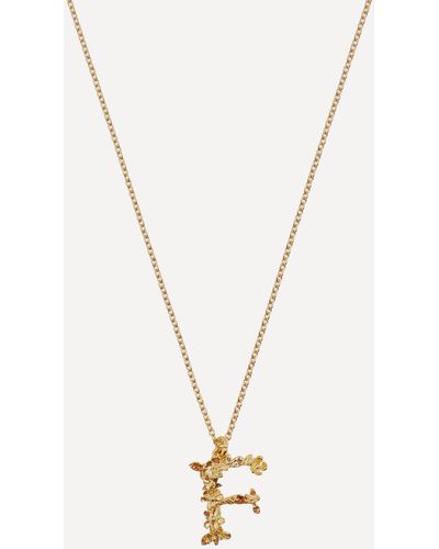 Alex Monroe Gold-plated Floral Letter F Alphabet Necklace One Size - Metallic
