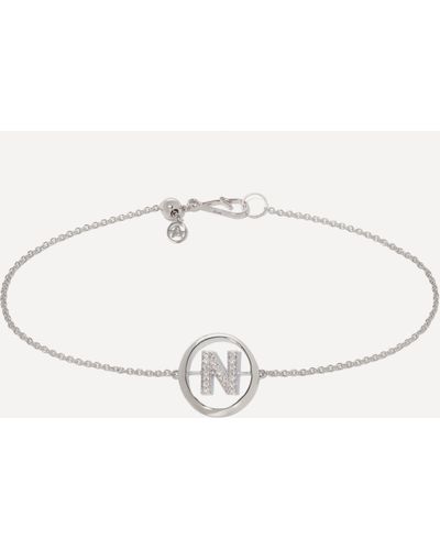 Annoushka 18ct White Gold Diamond Initial N Bracelet One Size - Metallic