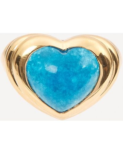 Missoma 18ct Gold Plated Brass Blue Quartz Jelly Heart Ring