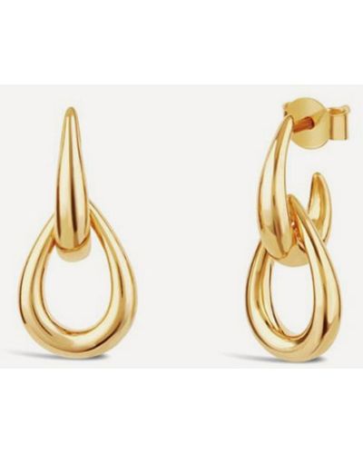 Dinny Hall Gold Plated Vermeil Silver Raindrop Double Link Drop Earrings - White
