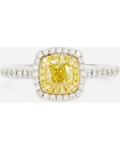 Kojis Platinum Yellow Diamond Cluster Engagement Ring - White