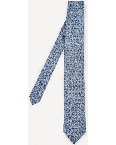Liberty Tulsi Printed Silk Tie One Size - Blue