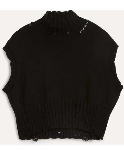 Marni Women's Distressed Cropped Vest 8 - Black