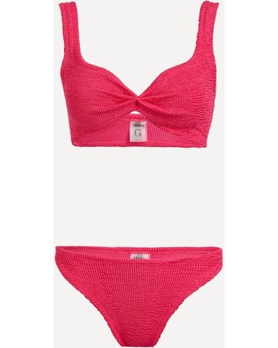 Hunza G Women's Juno Crinkle Bikini One Size - Red