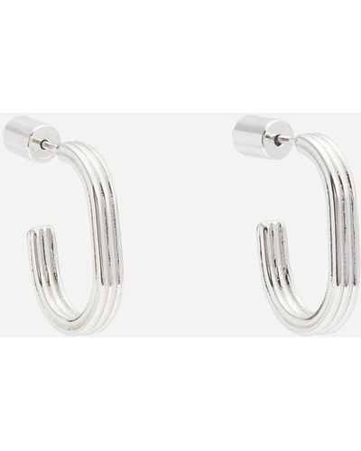 Estella Bartlett Silver-plated Grooved Oval Hoop Earrings One - Natural