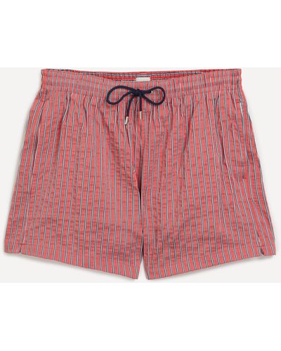 Paul Smith Mens Red Striped Seersucker Swim Shorts