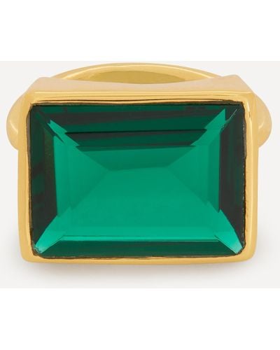 Shyla Gold-plated Lenny Glass Stone Cocktail Ring M - Green