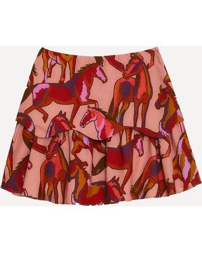FARM Rio Women's Wild Horses Rose Tiered Mini-skirt