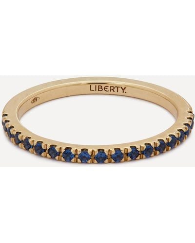 Liberty 9ct Gold Blue Sapphire Rainbow Ring 51 - Metallic