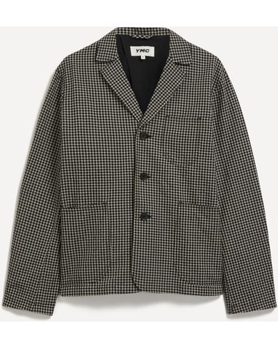YMC Mens Scuttlers Gingham Check Jacket - Grey