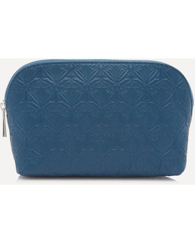 Liberty Makeup Bag In Iphis Embossed Leather - Blue