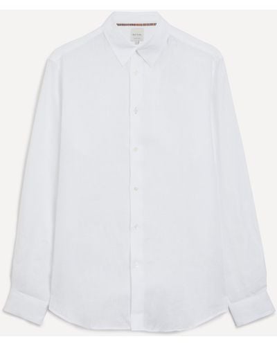 Paul Smith Mens White Linen Button-down Shirt