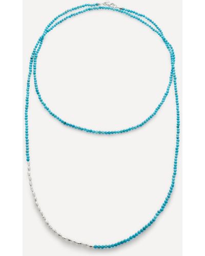 Monica Vinader Sterling Silver 36' Mini Nugget Long Gemstone Beaded Necklace - Blue
