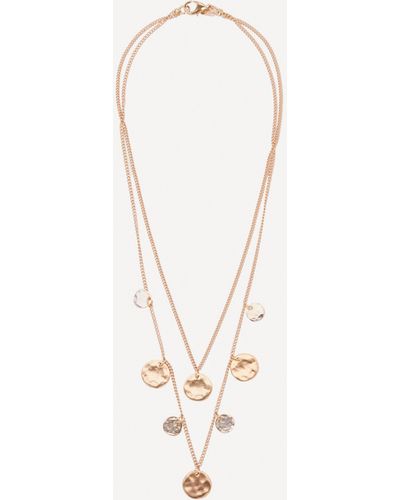 Kenneth Jay Lane 22ct Gold-plated Hammered Coin Layered Pendant Necklace One - White