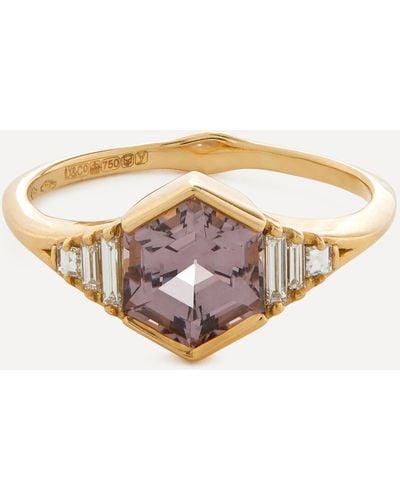 ARTEMER 18ct Gold One-of-a-kind Hexagon Cut Spinel And Diamond Engagement Ring 6.5 - White