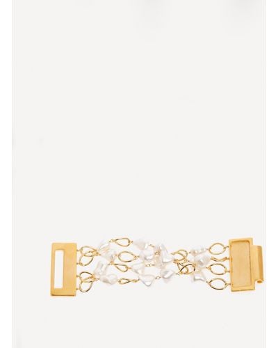 Kenneth Jay Lane 20ct Gold-plated Four Row Nugget Pearl Stations Chain Bracelet One Size - Natural
