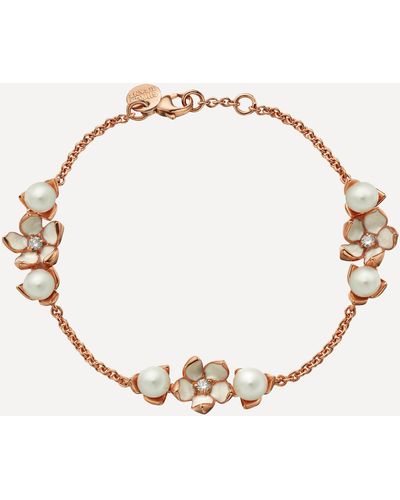 Shaun Leane Cherry Blossom Three Diamond Flower And Pearl Bracelet - Natural