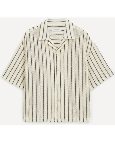 LE17SEPTEMBRE Mens Striped Crochet Knit Shirt 40/50 - Natural