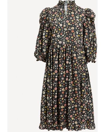 Horror Vacui Women's Yuzuki Phyls Flower Tana Lawn Cotton Dress - Black