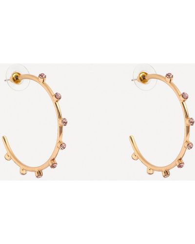 Kenneth Jay Lane Gold-plated Large Pink Crystal Hoop Earrings - Natural