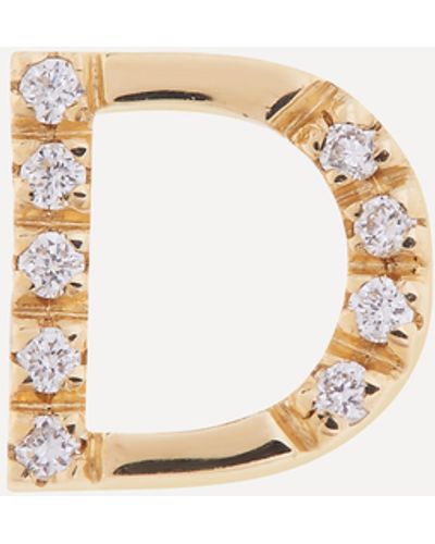 Liberty 9ct Gold Letter D Diamond Alphabet Single Stud Earring - White