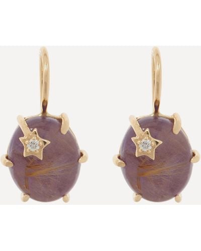 Andrea Fohrman 14ct Gold Mini Galaxy Rose De France Drop Earrings One Size - Pink