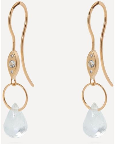 Melissa Joy Manning 14ct Gold Diamond And Aquamarine Drop Earrings One Size - Natural