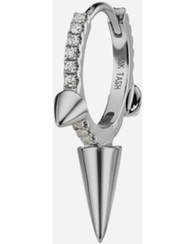 Maria Tash 18ct 9.5mm Triple Long Spike Diamond Eternity Hoop Earring One Size - Natural