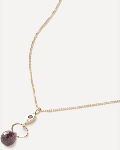 Melissa Joy Manning 14ct Gold Classic Diamond And Garnet Drop Pendant Necklace One Size - Natural