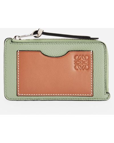 Loewe Anagrammed Leather Coin And Card Wallet - Green