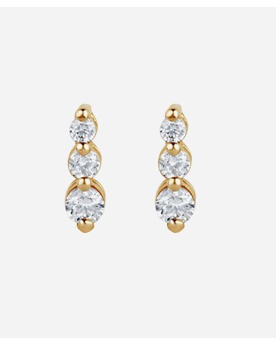 Dinny Hall 14ct Gold Shuga Tapering Triple Diamond Stud Earrings One - Metallic