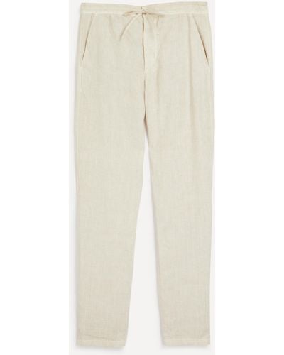 120% Lino Mens Linen Drawstring Trousers 40/50 - Natural