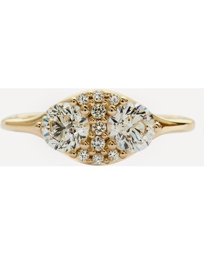 ARTEMER 18ct Gold Dual Diamond Cluster Engagement Ring - White