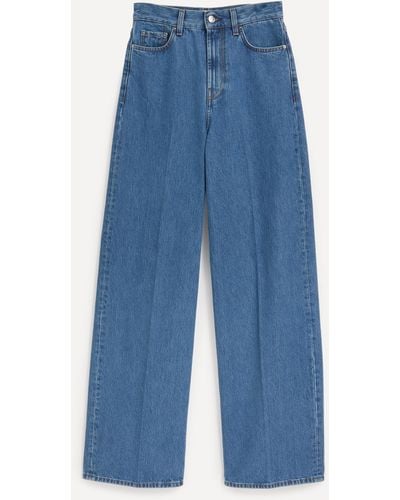 Totême Women's Wide Leg Vibrant Blue Denim Jeans 27
