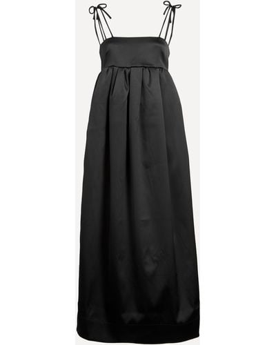 Ganni Women's Double Satin Long Dress 14 - Black