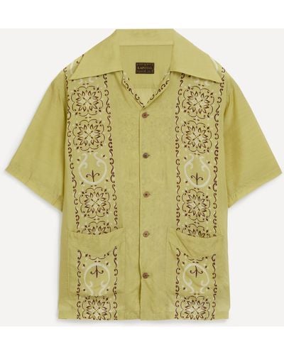 Kapital Mens Silk Rayon Havananaja Wrangle Collar Cuba Shirt 4 - Green